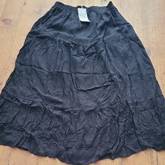 NWT Black A-Line Tiered Maxi Skirt - Picture 1 of 6